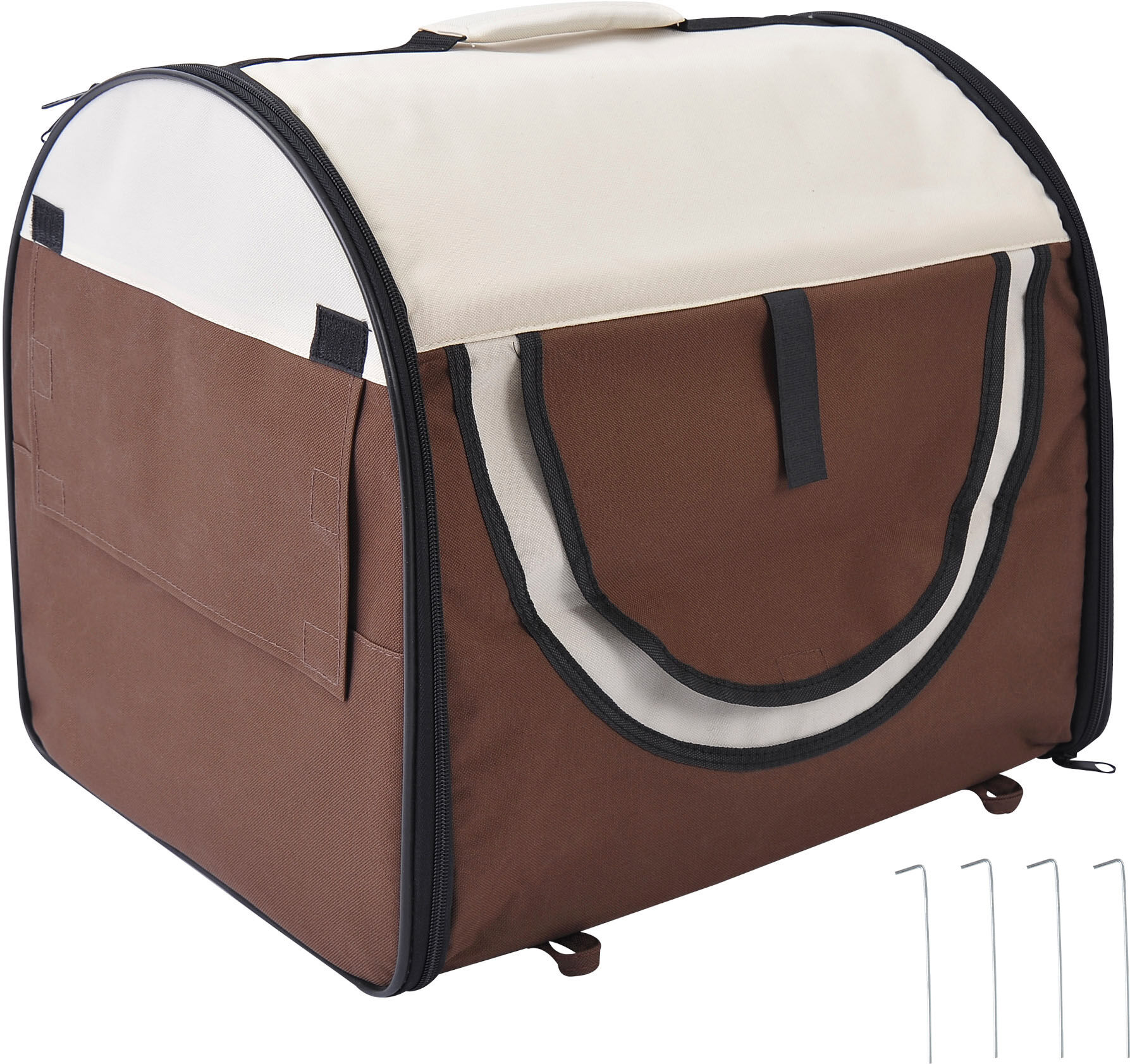 Pawhut Soft Pet Carrier, Foldable Cat and Dog Travel Bag, Breathable Fabric Crate, 46 x 36 x 41 cm, Brown. Aosom UK