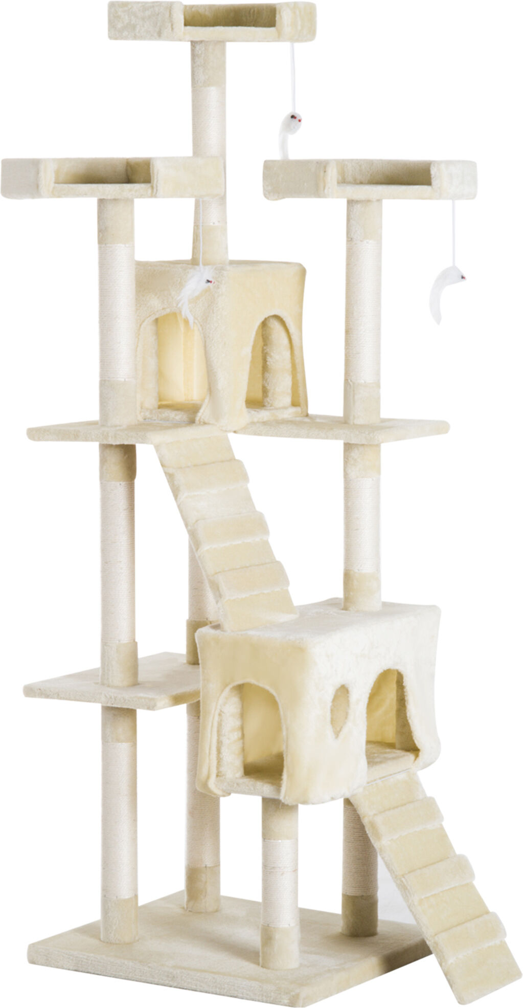 PawHut Multi-Level Cat Tower, Sisal Kitten Tree with Scratch Post, Climbing Toy Bed, 181cm(H), Durable Aosom UK