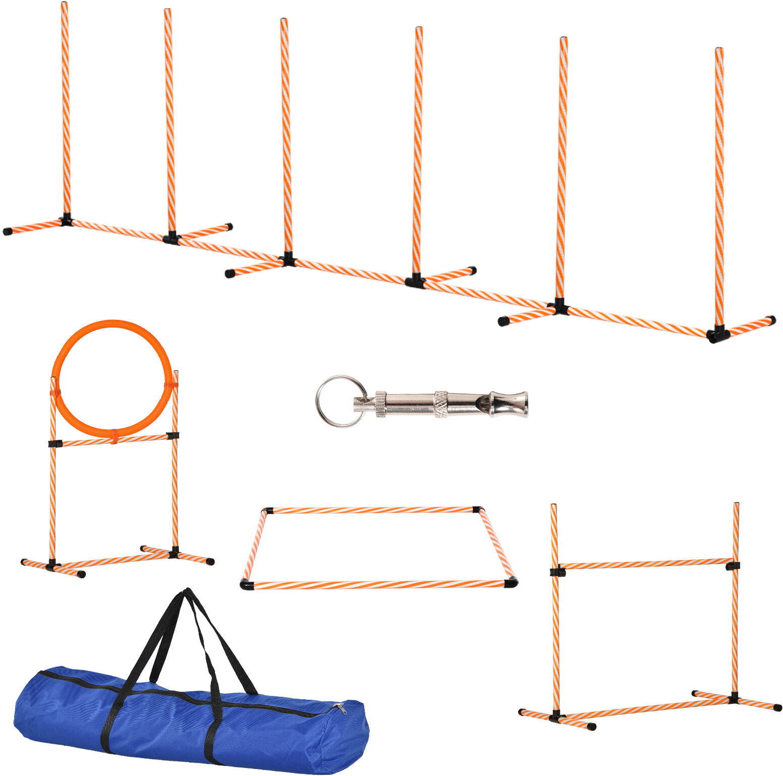 PawHut Dog Agility Training Kit, Pet Play Run Jump Equipment, Adjustable Height Hurdle Bar, Jump Ring, Square Pause Box with Carry Bag Aosom UK