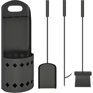 Outsunny 4 Pieces Fireplace Companion Set, Metal Fireplace Accessories Fireside Companion Set with Broom, Shovel, Poker, Bucket, Black Outsunny 4 Pieces Fireplace Companion Set, Metal Fireplace Accessories Fireside Companion Set with Broom, Shovel, Poker, Bucket, Black