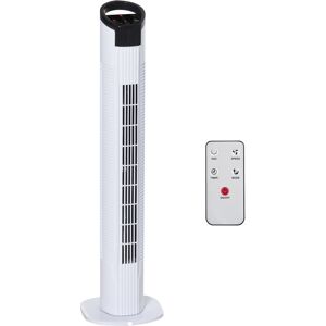 HOMCOM Tower Fan Freestanding, 3 Speeds 3 Modes, 7.5h Timer, 70 Oscillation, LED Display, 5M Remote, Black/White