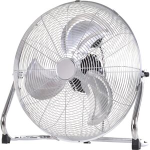 HOMCOM High-Velocity Floor Fan, 20" Chrome Metal, Adjustable Tilt, 3 Speeds, Portable for Gym, Home Office, Silver