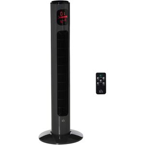 HOMCOM 38'' Freestanding Tower Fan, 3 Speed and Mode Settings, 12h Timer, 70 Degree Oscillation, LED Control Panel, Remote Included, Dark Grey