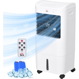 HOMCOM 78cm Portable Evaporative Air Cooler, 3-In-1 Ice Cooling Fan Cooler, Water Conditioner Humidifier Unit with Remote, 7.5H Timer, Oscillating, LED Display, 15L Water Tank for Home, White