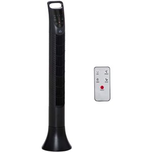 HOMCOM 36'' Tower Fan, Oscillating, 3 Speeds, 3 Modes, 7.5h Timer, LED Display, Remote Control, Black