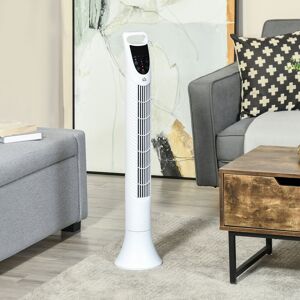 HOMCOM Tower Fan, 36'', with 3 Speeds, 3 Modes, 7.5h Timer, 70鎺?Oscillation, LED Control Panel, Remote Control, White