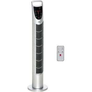 HOMCOM Oscillating Tower Fan, 3 Speeds, 3 Wind Modes, 40W with Remote Control, Timer, Quiet Operation, Silver, 78.5H cm