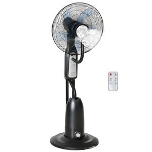 HOMCOM Pedestal Fan with Water Mist Spray, Humidifying Misting Fan, Standing Fan with 3 Speeds, 2.8L Water Tank, Timer and Remote, Black