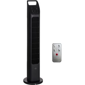 HOMCOM Oscillating Tower Fan, Remote Control, 4H Timer, 3-Speed, Quiet Operation, Electric Floor Standing Cooling Fan for Home Office Bedroom, Black