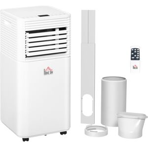 HOMCOM 7000 BTU 4-In-1 Compact Portable Mobile Air Conditioner Unit Cooling Dehumidifying Ventilating w/ Fan Remote LED 24 Hr Timer Auto Shut Down