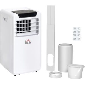 HOMCOM 10000 BTU Mobile Portable Air Conditioner Cooling Dehumidifying Ventilating Ac Unit w/ Remote Controller, LED Display, Timer, White