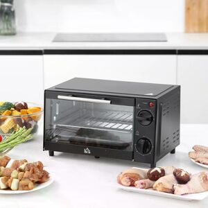 HOMCOM Convection Mini Oven, 9L Countertop Electric Grill, Toaster Oven with Adjustable Temperature, Timer, Baking Tray and Wire Rack, 750W