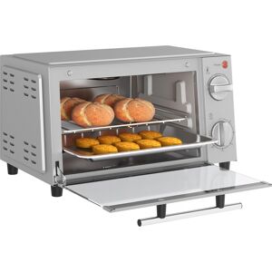 HOMCOM Mini Oven, 9L Countertop Electric Grill, Toaster Oven with Adjustable Temperature, Timer, Baking Tray and Wire Rack, 750W, Silver