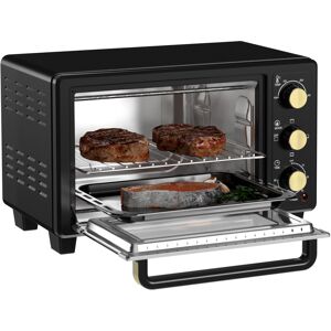 HOMCOM Mini Oven, 16L Countertop Electric Grill, Toaster Oven with Adjustable Temperature, 60 Min Timer, Crumb Tray, Baking Tray, Wire Rack, Tray Handle, 1400W, Black