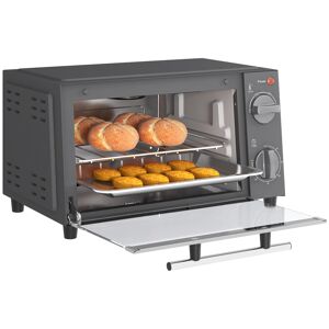 HOMCOM Mini Oven, 9L Countertop Electric Grill, Toaster Oven with Adjustable Temperature, Timer, Baking Tray and Wire Rack, 750W, Grey