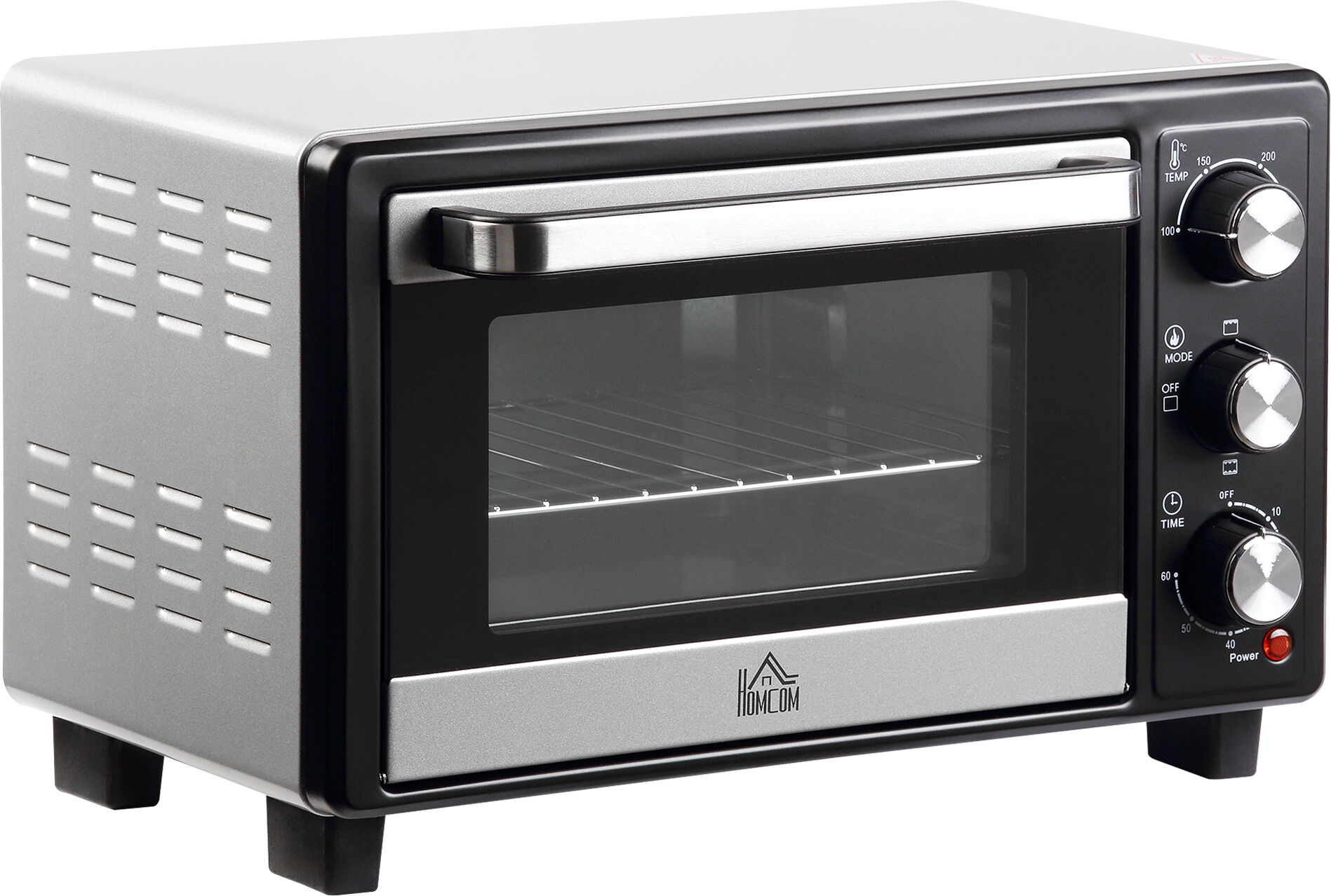 HOMCOM Convection Mini Oven, 16L Countertop Electric Grill, Toaster Oven w/ Adjustable Temperature, 60 Min Timer, Crumb Tray, 1400W Aosom UK