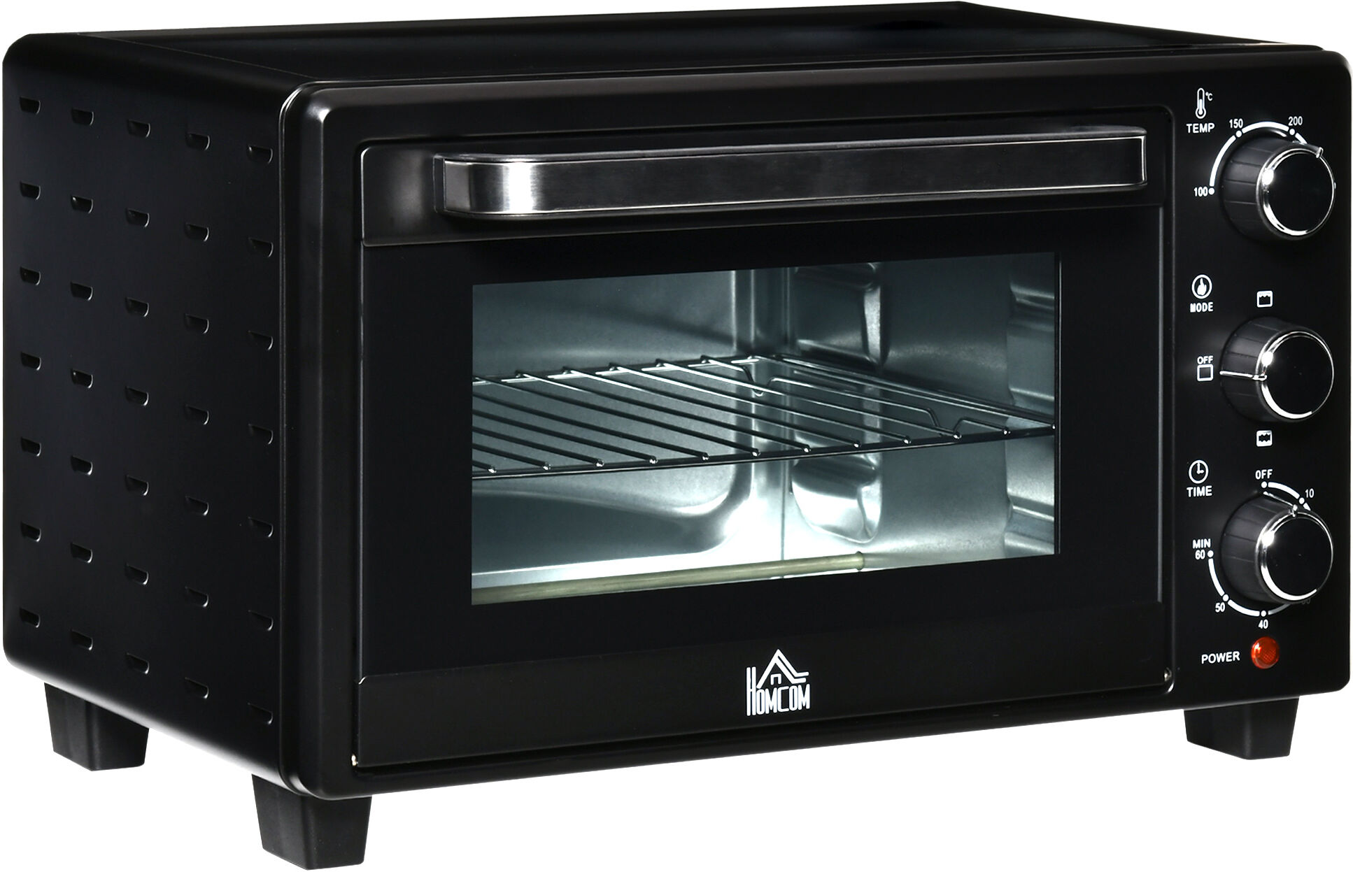 HOMCOM Mini Oven, 21L Countertop Electric Grill, Toaster Oven with Adjustable Temperature, Timer, Baking Tray and Wire Rack, 1400W Aosom UK