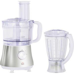 HOMCOM Multi-Function Food Processor, 1L Bowl & 1.5L Blender, with Knife Blades & Slicing Discs, 500W, for Kitchen Use