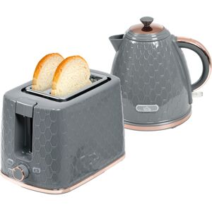 HOMCOM 1.7L 3000W Fast Boil Kettle & 2 Slice Toaster Set, Kettle and Toaster Set with Auto Shut Off, Browning Controls, Grey