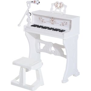 HOMCOM 37 Keys Kids Piano Mini Electronic Keyboard Light Kids Musical Instrument Educational Game Children Grand Piano Toy Set w/Stool & Microphone