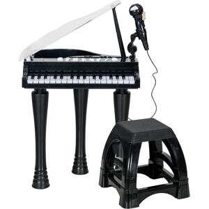 AIYAPLAY Children's 32-Key Piano Keyboard, with Stool, Lights, Microphone, Sounds, for Aspiring Musicians, Black