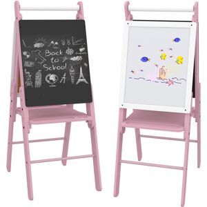 AIYAPLAY Art Easel for Kids with Paper Roll, Height Adjustable Double-Sided Whiteboard Chalkboard, 3 in 1 Easel, for Ages 3-6 Years