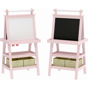 AIYAPLAY 3-in-1 Kids Easel, Double-Sided Magnetic Whiteboard & Chalkboard with Paper Roll and Storage Baskets, Pink Aosom UK AIYAPLAY 3-in-1 Kids Easel, Double-Sided Magnetic Whiteboard & Chalkboard with Paper Roll and Storage Baskets, Pink Aosom UK