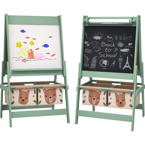 AIYAPLAY 3-in-1 Kids Easel with Paper Roll, Magnetic Whiteboard & Chalkboard, Storage Tray, Non-Toxic Design, Green Aosom UK AIYAPLAY 3-in-1 Kids Easel with Paper Roll, Magnetic Whiteboard & Chalkboard, Storage Tray, Non-Toxic Design, Green Aosom UK