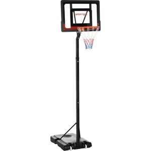 SPORTNOW 2.1-2.6m Adjustable Basketball Hoop and Basketball Stand w/ Sturdy Backboard and Weighted Base, Portable on Wheels