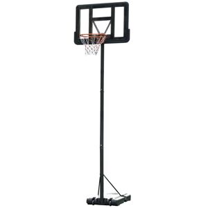 HOMCOM Portable Freestanding Basketball Hoop Stand Transparent Backboard 231-305cm Adjustable Basketball Hoop with Two Moving Wheels For Adult