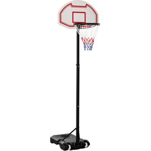 HOMCOM Portable Basketball Hoop Stand with Wheels, Adjustable Height, Indoor/Outdoor, Black & White