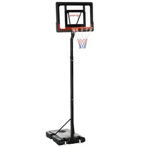 SPORTNOW 2.1-2.6m Adjustable Basketball Hoop and Basketball Stand w/ Sturdy Backboard and Weighted Base, Portable on Wheels