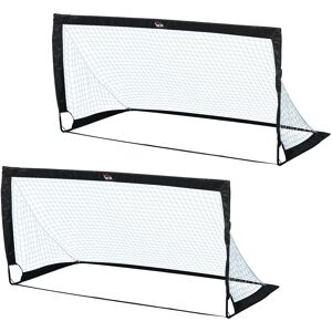 HOMCOM Steel Frame Weather Resistant Football Goal Sports Black