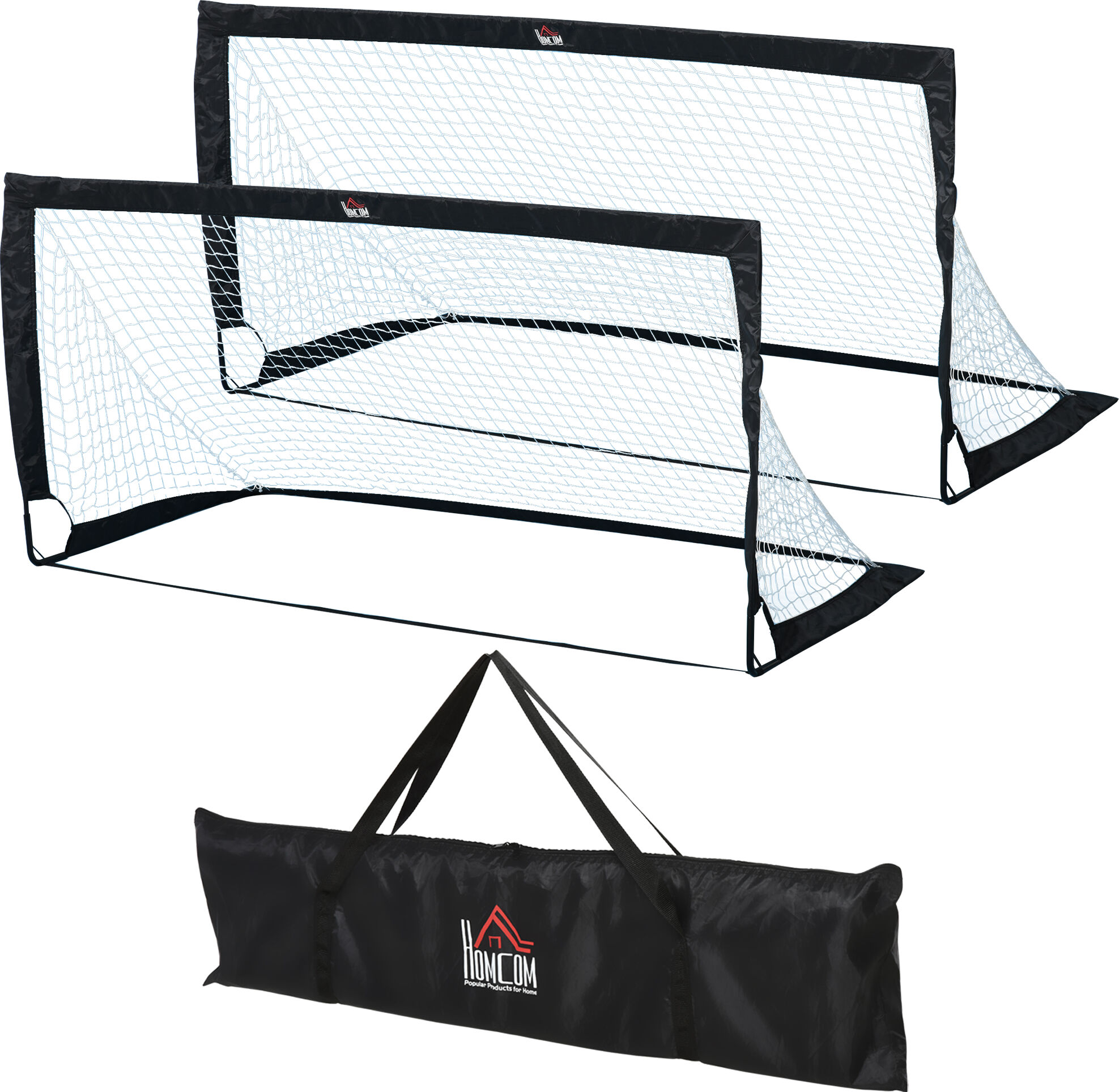 HOMCOM Steel Frame Weather Resistant Football Goal Sports Black Aosom UK