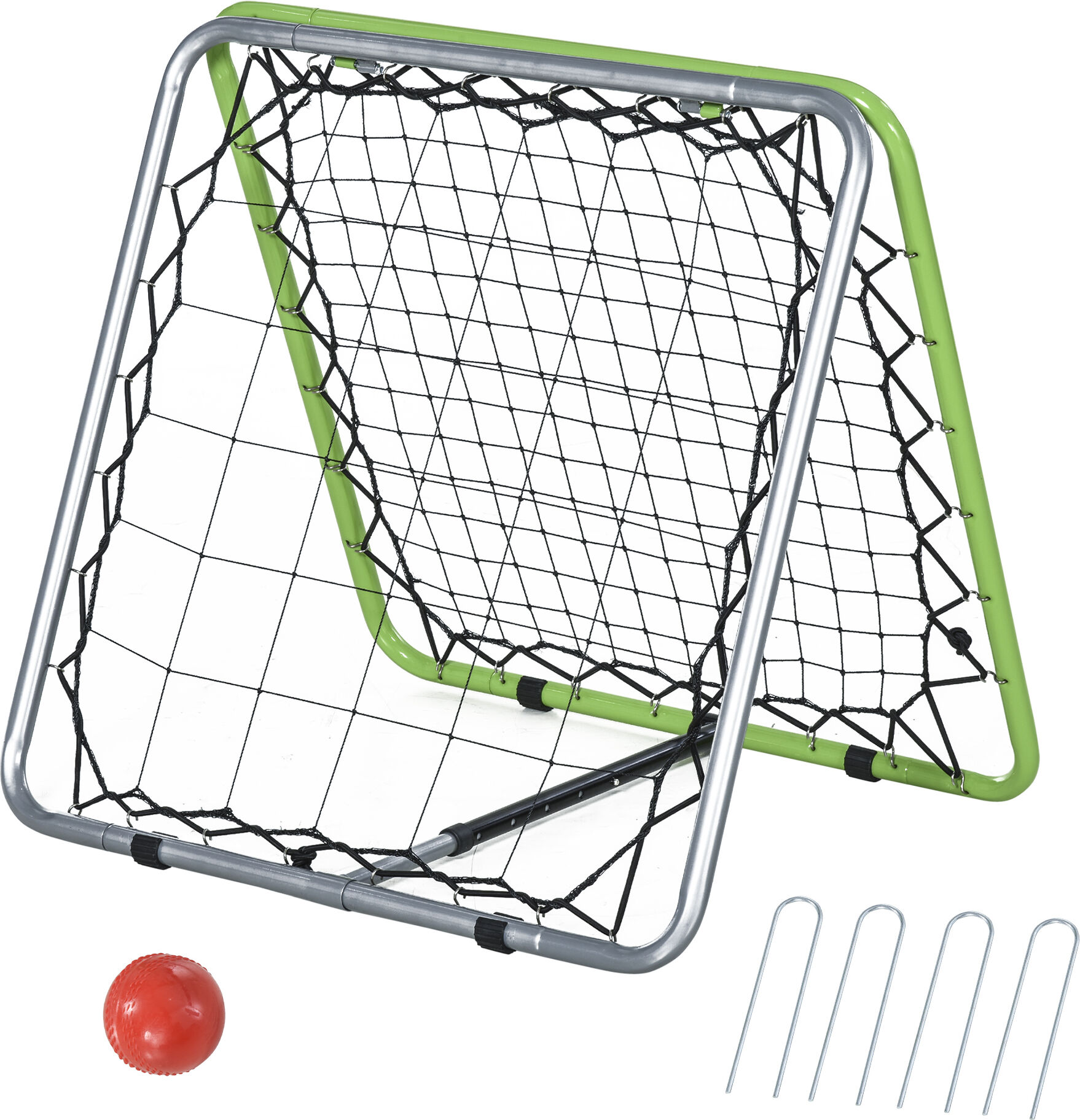 HOMCOM Football Training Net, Soccer Kickback Target Goal Both Side Rebounder Net, Adjustable Angle Goal Training Set for Kids and Children, Backyard