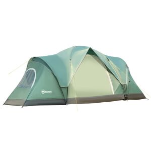 Outsunny 5-6 Man Dome Camping Tent Hiking Shelter UV Protection 3000mm Water Resistant Tunnel Tent - Dark Green