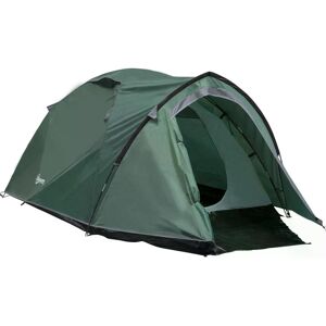 Outsunny Camping Dome Tent 2 Room for 3-4 Person with Weatherproof Vestibule Backpacking Tent Large Windows Lightweight for Fishing & Hiking Green