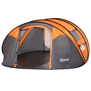 Outsunny 4-5 Person Pop-up Camping Tent Waterproof Family Tent w/ 2 Mesh Windows & PVC Windows Portable Carry Bag for Outdoor Trip