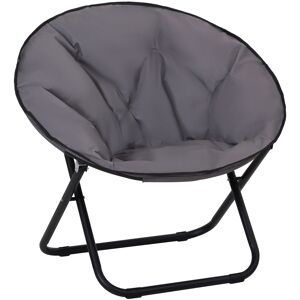 Outsunny Garden Folding Portable Padded Saucer Moon Chair Padded Round Outdoor Camping Travel Fishing Seat  Grey