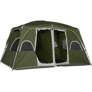 Outsunny Camping Tent, Family Tent 4-8 Person 2 Room, with Large Mesh Windows, Easy Set Up for Backpacking Hiking Outdoor, Green