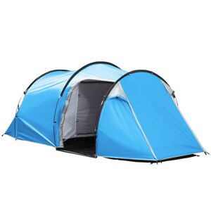 Outsunny Tunnel Tent for 2-3 Persons, Camping Shelter with Vestibule, Air Vents, Rainfly, Weather-Resistant, Blue
