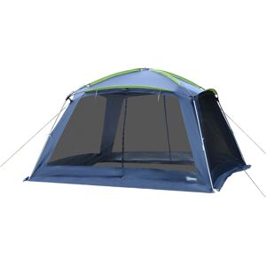 Outsunny Portable Camping Tent, 5-8 Person Dome Tent, Outdoor Screen House, Sun Shelter, 360°x355x215cm, Dark Blue/Green