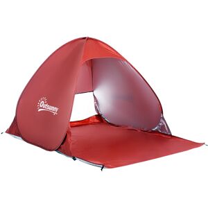 Outsunny Portable Pop-Up Beach Tent for 2-3 Persons, UV Protection Sun Shade Shelter, Lightweight and Easy Setup, Red