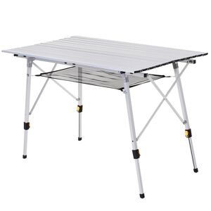 Outsunny Aluminium Portable Folding Picnic Table 4FT, Roll Up Top with Mesh Layer Rack, Ideal for Camping BBQ, Includes Carrying Bag
