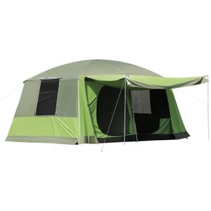 Outsunny Two Room Dome Tent w/ Porch for 4-8 Man, Camping Backpacking Shelter w/ Mesh Windows, Zipped Doors, Lamp Hook & Portable Carry Bag