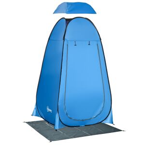 Outsunny Pop-Up Camping Shower Tent, Portable Outdoor Privacy Toilet, Changing Dressing Room with Carrying Bag, Blue