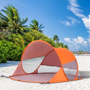 Outsunny Portable Pop-Up Beach Shelter for 1-2 Persons, UV 30+ Protection Automatic Sun Tent, Orange