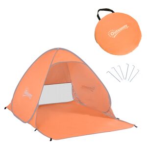 Outsunny Pop-Up Beach Shelter, UV Protection Sun Shade for 2, Easy Setup, Portable, Orange, 120x100x100cm