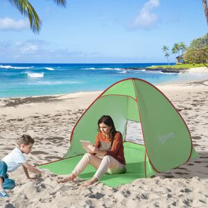 Outsunny Quick Setup Pop Up Beach Tent, 2-3 Person, UV 30+ Protection, Lightweight Sun Shelter, Green, Ideal for Beach and Hiking