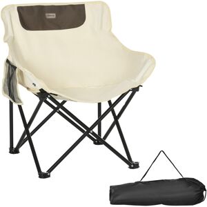 Outsunny Camping Chair, Lightweight Folding Chair with Carrying Bag and Storage Pocket, Perfect for Festivals, Fishing, Beach and Hiking, White